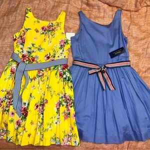 2X POLO BY Ralph Lauren Floral Yellow and Blue Kids Dresses